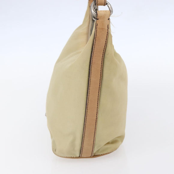 PRADA Shoulder Bag Nylon Beige Silver Auth 151025