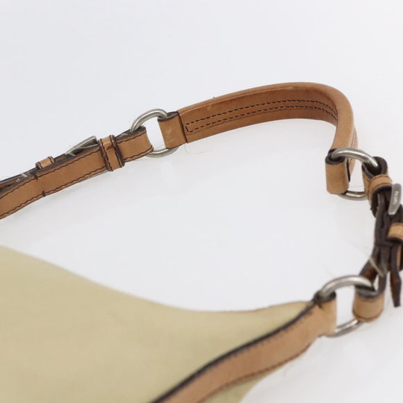 PRADA Shoulder Bag Nylon Beige Silver Auth 151025