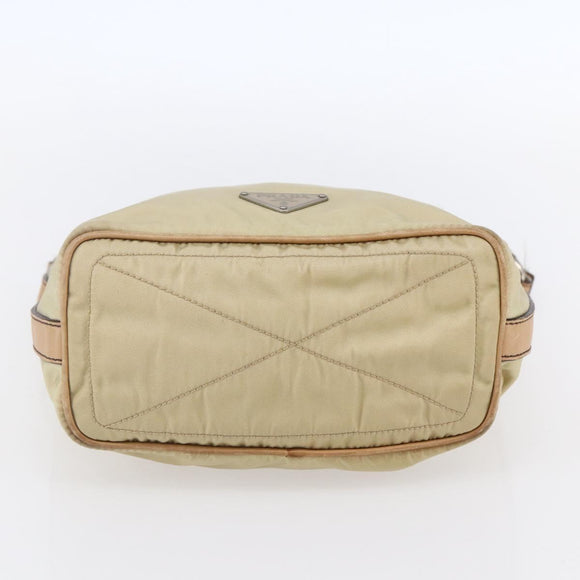 PRADA Shoulder Bag Nylon Beige Silver Auth 151025