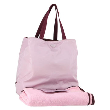 PRADA Tote Bag Nylon Pink Silver Auth 151026