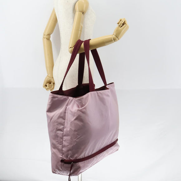 PRADA Tote Bag Nylon Pink Silver Auth 151026