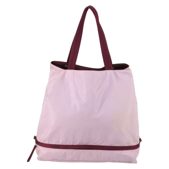 PRADA Tote Bag Nylon Pink Silver Auth 151026