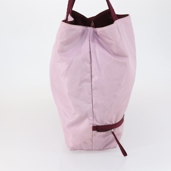 PRADA Tote Bag Nylon Pink Silver Auth 151026