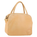 LOEWE Anagram Hand Bag Leather Beige Gold Auth 151027-1