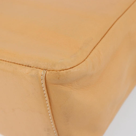 LOEWE Anagram Hand Bag Leather Beige Gold Auth 151027