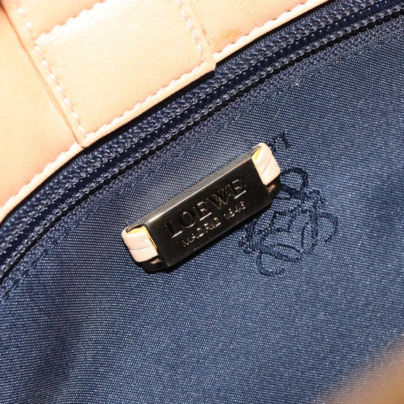 LOEWE Anagram Hand Bag Leather Beige Gold Auth 151027