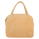 LOEWE Anagram Hand Bag Leather Beige Gold Auth 151027-13