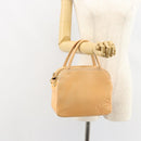 LOEWE Anagram Hand Bag Leather Beige Gold Auth 151027-23