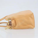 LOEWE Anagram Hand Bag Leather Beige Gold Auth 151027-4