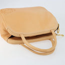 LOEWE Anagram Hand Bag Leather Beige Gold Auth 151027-6