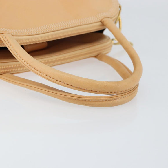 LOEWE Anagram Hand Bag Leather Beige Gold Auth 151027