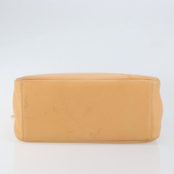 LOEWE Anagram Hand Bag Leather Beige Gold Auth 151027