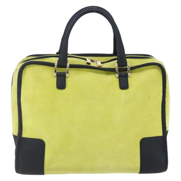 LOEWE Anagram Amazonas Hand Bag Suede Yellow Navy gold Auth 151028 - 0