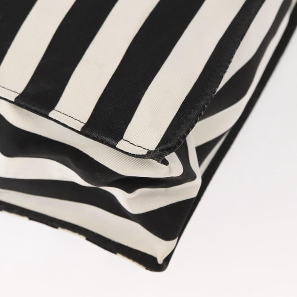 VALENTINO Chain Tote Bag Canvas Black White Auth 151029