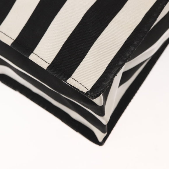 VALENTINO Chain Tote Bag Canvas Black White Auth 151029