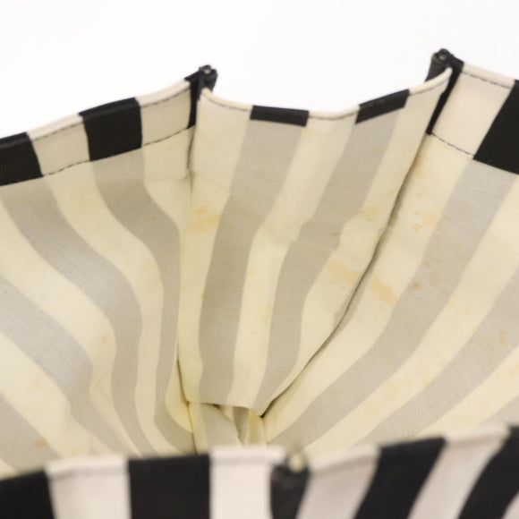 VALENTINO Chain Tote Bag Canvas Black White Auth 151029