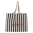 VALENTINO Chain Tote Bag Canvas Black White Auth 151029-13