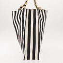 VALENTINO Chain Tote Bag Canvas Black White Auth 151029-3