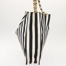 VALENTINO Chain Tote Bag Canvas Black White Auth 151029-4