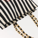 VALENTINO Chain Tote Bag Canvas Black White Auth 151029-6