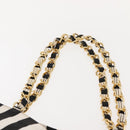 VALENTINO Chain Tote Bag Canvas Black White Auth 151029-8