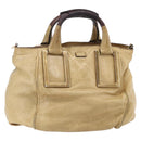 Chloe Etel Hand Bag Leather Beige Gold Auth 151030-1