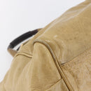 Chloe Etel Hand Bag Leather Beige Gold Auth 151030-11