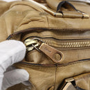 Chloe Etel Hand Bag Leather Beige Gold Auth 151030-15