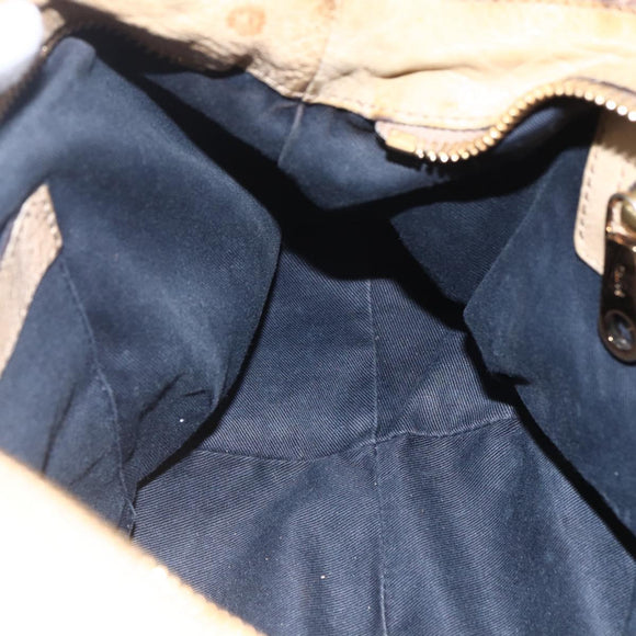 Chloe Etel Hand Bag Leather Beige Gold Auth 151030