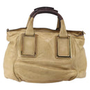 Chloe Etel Hand Bag Leather Beige Gold Auth 151030-3
