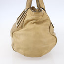 Chloe Etel Hand Bag Leather Beige Gold Auth 151030-5