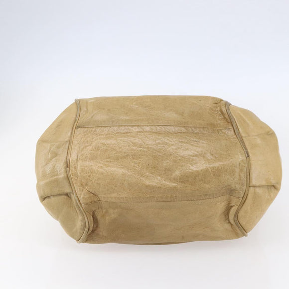 Chloe Etel Hand Bag Leather Beige Gold Auth 151030