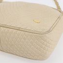BALLY Quilted Chain Shoulder Bag Leather Ivory Gold Auth 151031-10