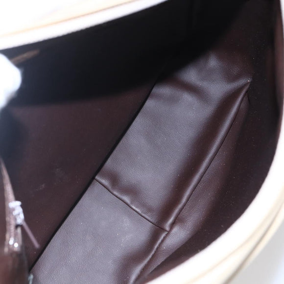 BALLY Quilted Chain Shoulder Bag Leather Ivory Gold Auth 151031