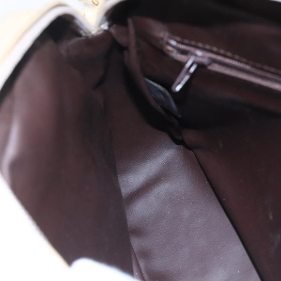 BALLY Quilted Chain Shoulder Bag Leather Ivory Gold Auth 151031