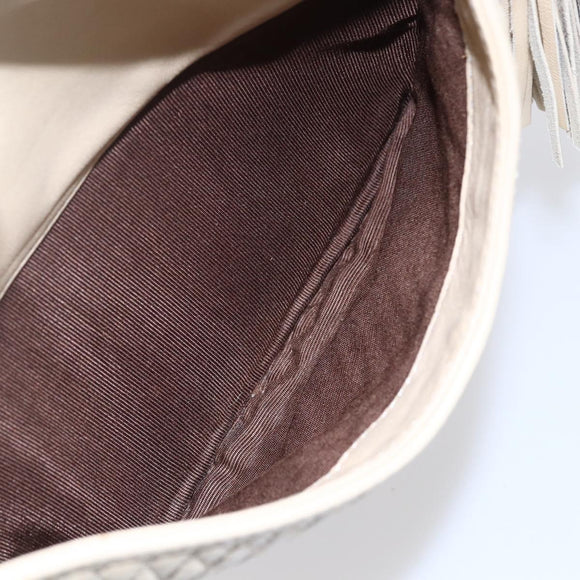 BALLY Quilted Chain Shoulder Bag Leather Ivory Gold Auth 151031