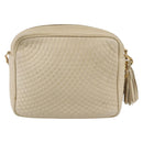 BALLY Quilted Chain Shoulder Bag Leather Ivory Gold Auth 151031-3