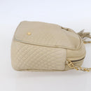 BALLY Quilted Chain Shoulder Bag Leather Ivory Gold Auth 151031-5