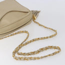 BALLY Quilted Chain Shoulder Bag Leather Ivory Gold Auth 151031-7