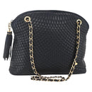 BALLY Quilted Chain Shoulder Bag Leather Black Gold Auth 151032-1