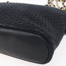 BALLY Quilted Chain Shoulder Bag Leather Black Gold Auth 151032-12