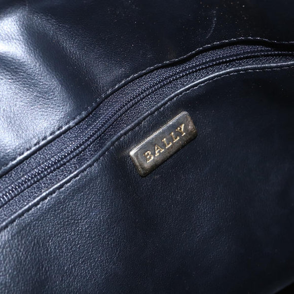 BALLY Quilted Chain Shoulder Bag Leather Black Gold Auth 151032