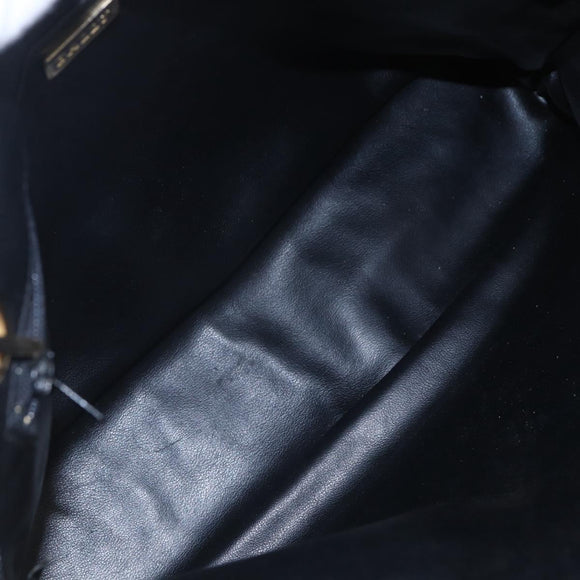 BALLY Quilted Chain Shoulder Bag Leather Black Gold Auth 151032