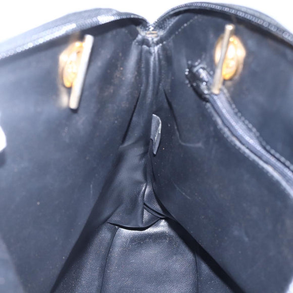 BALLY Quilted Chain Shoulder Bag Leather Black Gold Auth 151032