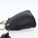 BALLY Quilted Chain Shoulder Bag Leather Black Gold Auth 151032-4