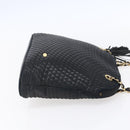 BALLY Quilted Chain Shoulder Bag Leather Black Gold Auth 151032-5