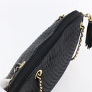 BALLY Quilted Chain Shoulder Bag Leather Black Gold Auth 151032-6