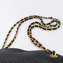 BALLY Quilted Chain Shoulder Bag Leather Black Gold Auth 151032-8