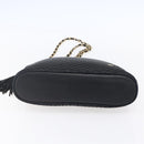 BALLY Quilted Chain Shoulder Bag Leather Black Gold Auth 151032-9