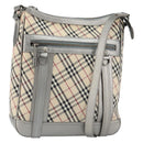 BURBERRY Nova Check Shoulder Bag Canvas Leather Beige Silver Auth 151035-1